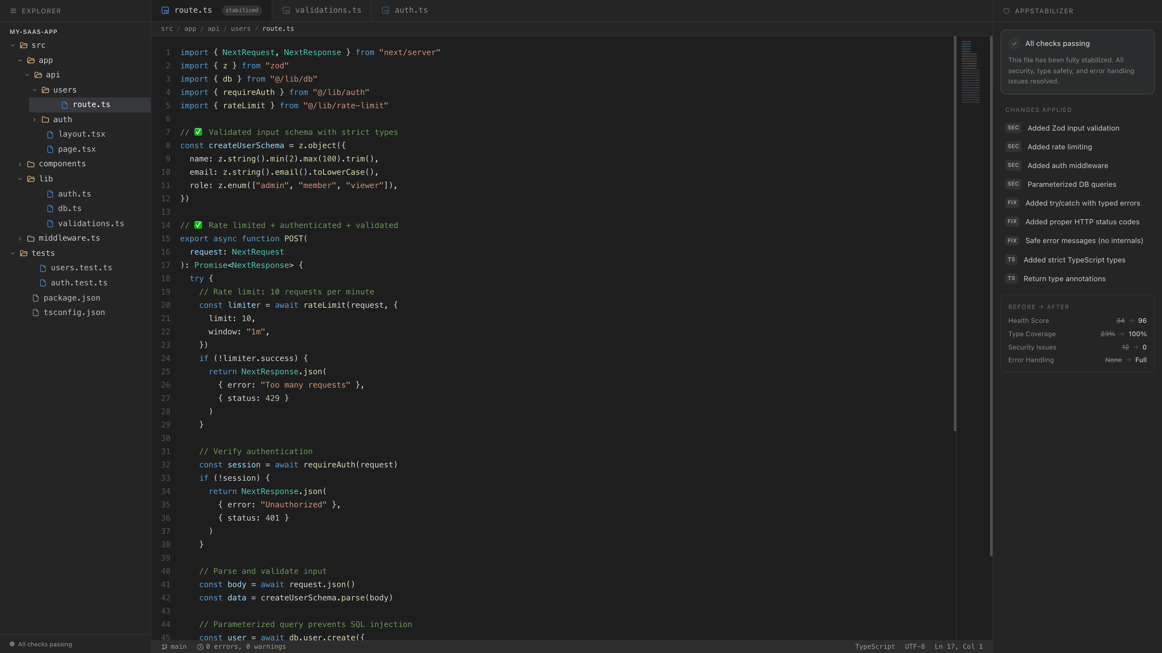 AppStabilizer code rescue before and after